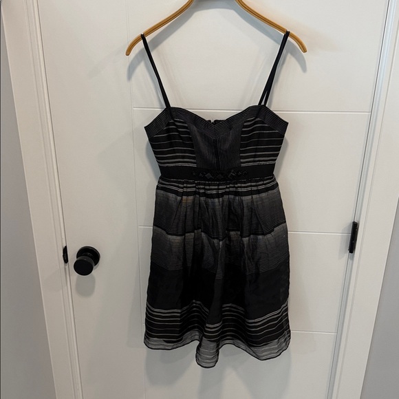 BCBGMaxaria Black Striped Spaghetti‑Strap Dress size 0 - Picture 2 of 9